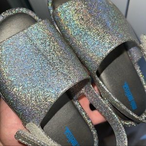 Mini Melissa Silver Sparkle Slip On Sandals